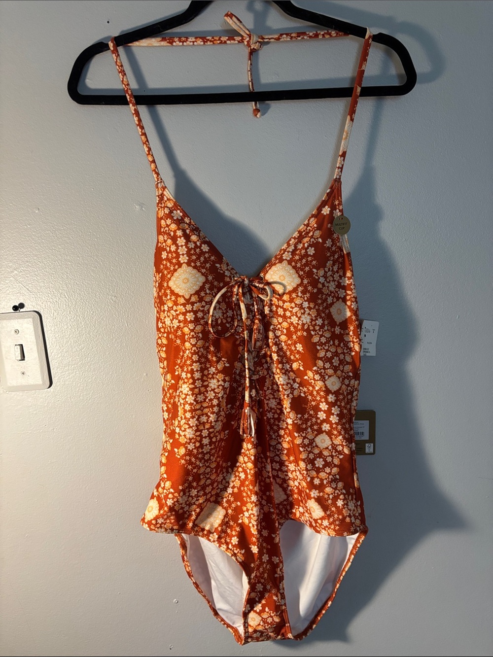 Floral Tie-Front Rust terracotta bathing suit